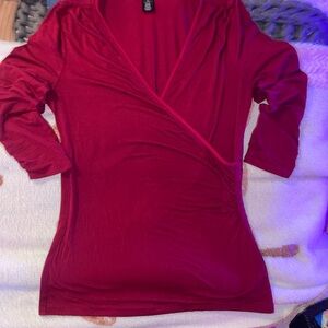 White House Black Market Deep Red Long Sleeve Top